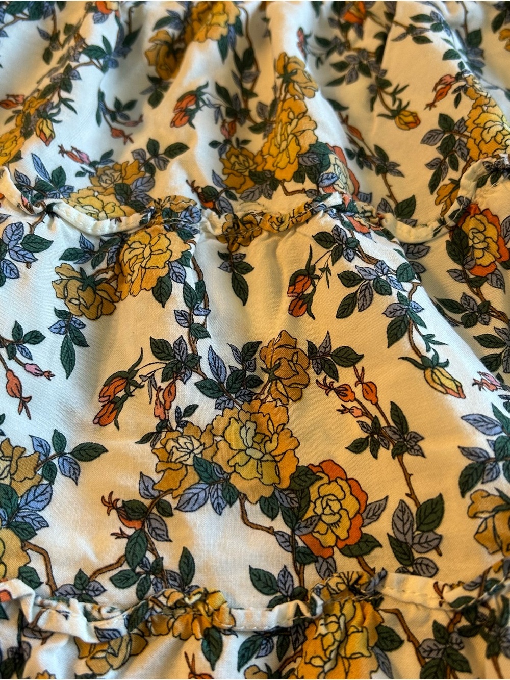 Max Studio white yellow blue floral print tiered mini skirt smocked waist size M - Picture 2 of 8